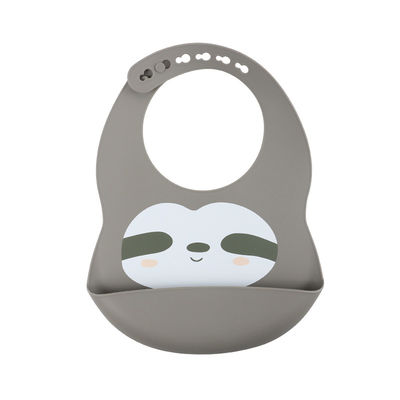 Pantone Color Baby Silicone Bib Custom Dengan Cute Animal Sloth Printing