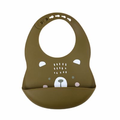 Bib Bayi Silikon Lembut Bebas BPA Tahan Air Dengan Pola Hewan Cetak