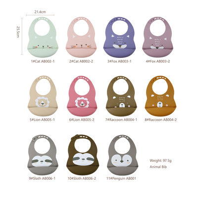 Bib Bayi Silikon Lembut Bebas BPA Tahan Air Dengan Pola Hewan Cetak