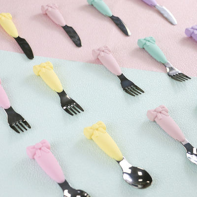 Baby Geschirr Weaning Silicone Tableware Set Bib Plate Stainless Steel Sendok Pisau Garpu
