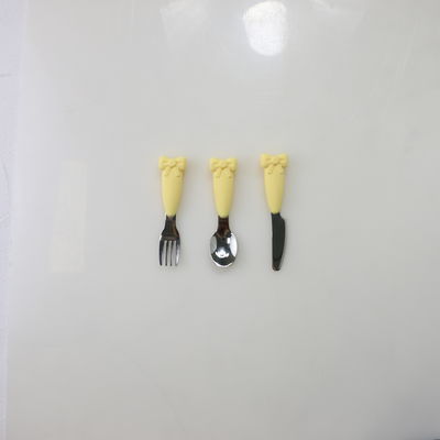 Bow Know Stainless Steel Baby Spoon Silicone Handle Fork Knife Set Makan