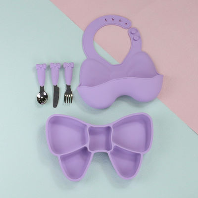 Bow Knot Bpa Free Siliconee Baby Bib Waterproof Food Grade Sesuaikan Ukuran