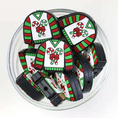 Manik-manik fokus Silikon Natal Kustom BPA Gratis Manik-manik DIY Ramah Lingkungan untuk gantungan kunci pena