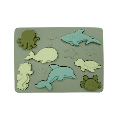 Ocean World Silicone Puzzle BPA Gratis Ramah Lingkungan Untuk Pendidikan Anak-Anak