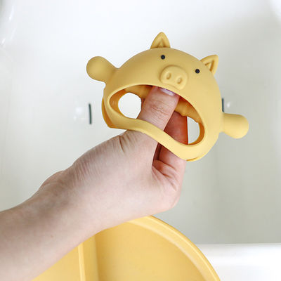 Custom Berbagai Bentuk Pig Shape Handle Grip Silicone Teether untuk Bayi dengan Berbagai Desain