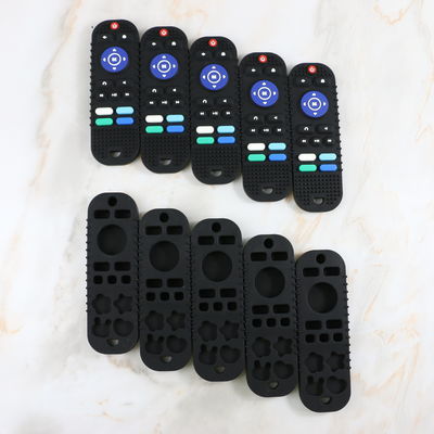 Kustom Berbagai Desain Produk Tumbuh Gigi Bayi dalam Berbagai Warna Pengontrol TV mainan teether silikon