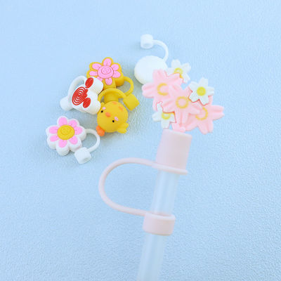 Tidak beracun Ukuran Bahan Berbeda Straw / Sippy Topper pesona penutup jerami silikon