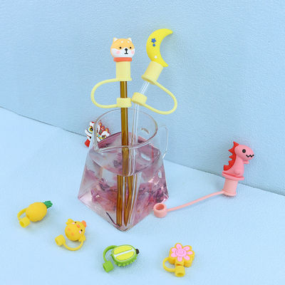 Tidak beracun Ukuran Bahan Berbeda Straw / Sippy Topper pesona penutup jerami silikon