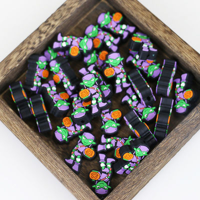 grosir rendah MOQ murah lucu kartun DIY Silicone Teething Beads untuk gantungan kunci pulpen