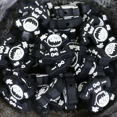 grosir rendah MOQ murah lucu kartun DIY Silicone Teething Beads untuk gantungan kunci pulpen