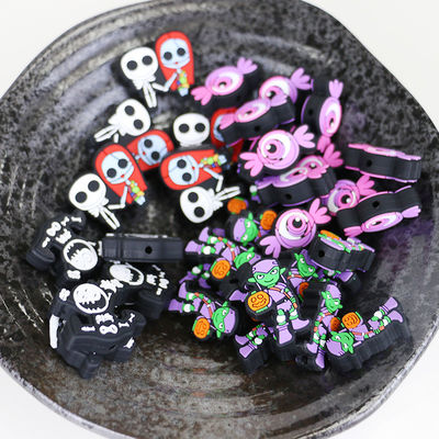 grosir rendah MOQ murah lucu kartun DIY Silicone Teething Beads untuk gantungan kunci pulpen