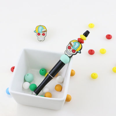 Labu tengkorak halloween kustom Silicone Focal Bead untuk gantungan kunci pulpen DIY