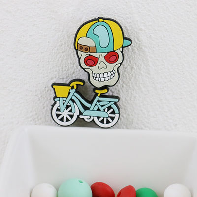 Labu tengkorak halloween kustom Silicone Focal Bead untuk gantungan kunci pulpen DIY