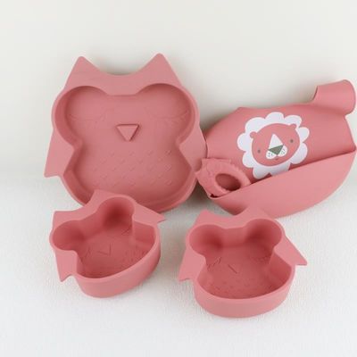 Grosir Bayi Geschirr Led Menyapih Silikon Bib Sendok Mangkuk Sendok Mangkuk Piring Silikon Makan Bayi Peralatan Makan Set Produk
