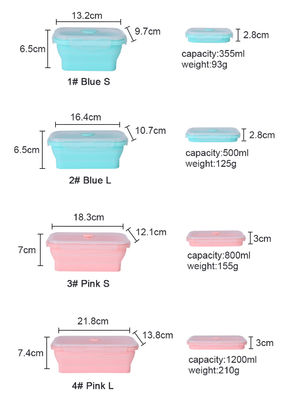 Mangkuk Silikon Dapat Ditumpuk dengan Penutup Tutup Kotak Makan Siang Set Bento Aman untuk Microwave
