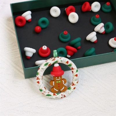 Silikon O Ring manik-manik aman dan tidak beracun Silikon 3D topi Natal manik-manik untuk anak-anak anak-anak DIY pena manik-manik