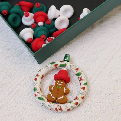 Silikon O Ring manik-manik aman dan tidak beracun Silikon 3D topi Natal manik-manik untuk anak-anak anak-anak DIY pena manik-manik