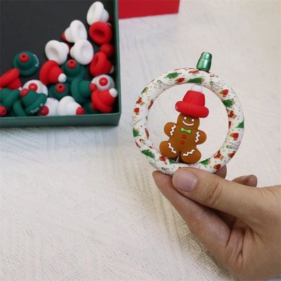 Silikon O Ring manik-manik aman dan tidak beracun Silikon 3D topi Natal manik-manik untuk anak-anak anak-anak DIY pena manik-manik