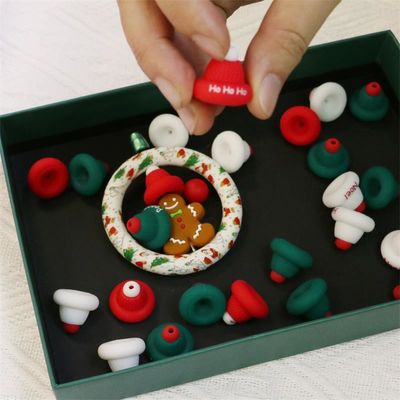 Silikon O Ring manik-manik aman dan tidak beracun Silikon 3D topi Natal manik-manik untuk anak-anak anak-anak DIY pena manik-manik