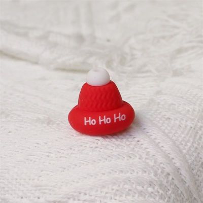 Grosir 100% aman BPA bebas manik silikon dengan 3D topi Natal fokus - Tidak beracun