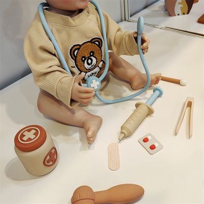 ODM Silicone Bayi Mainan Dengan Dokter Peran Bermain Fungsi 8-Piece Peran Bermain