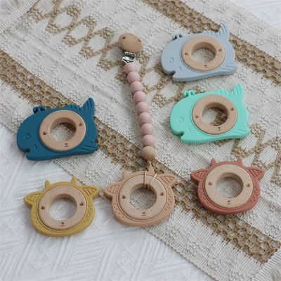 Menurunkan Rasa Sakit Gusi Silikon Baby Teether Teething Bermain halus Kambing Paus