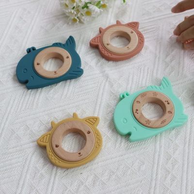 Menurunkan Rasa Sakit Gusi Silikon Baby Teether Teething Bermain halus Kambing Paus