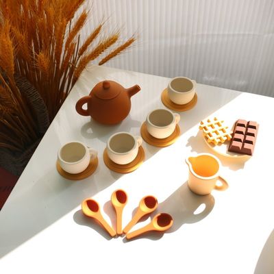 Keamanan CE Standar mainan silikon bayi dengan mainan silikon dengan teapot set 17PCS