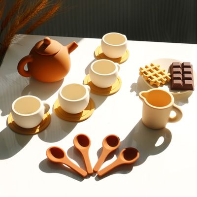 Keamanan CE Standar mainan silikon bayi dengan mainan silikon dengan teapot set 17PCS