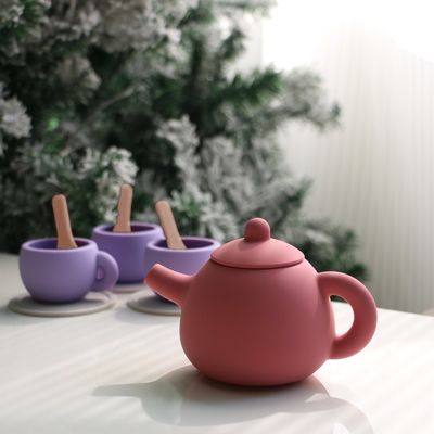 NEW ARRIVALS anak-anak anak-anak berpura-pura bermain di rumah Teapot Set mainan silikon dengan 11pcs