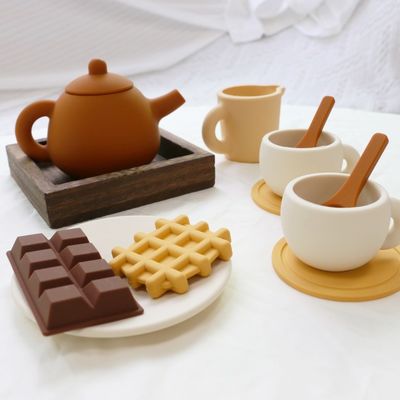 NEW ARRIVALS anak-anak anak-anak berpura-pura bermain di rumah Teapot Set mainan silikon dengan 11pcs