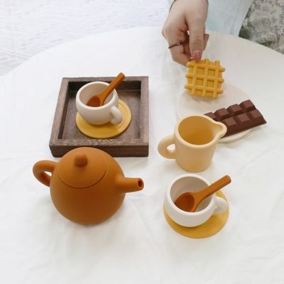 NEW ARRIVALS anak-anak anak-anak berpura-pura bermain di rumah Teapot Set mainan silikon dengan 11pcs