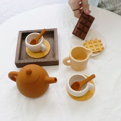 Pabrik Paisen Baru Datang 17 Piece 11pcs Set Anak-anak Afternoon Tea Silikon Baby Toy Teapot Set