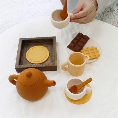 Pabrik Paisen Baru Datang 17 Piece 11pcs Set Anak-anak Afternoon Tea Silikon Baby Toy Teapot Set