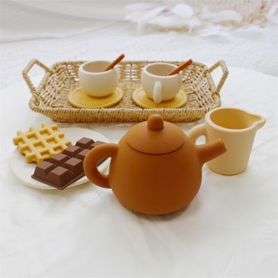 Pabrik Paisen Baru Datang 17 Piece 11pcs Set Anak-anak Afternoon Tea Silikon Baby Toy Teapot Set