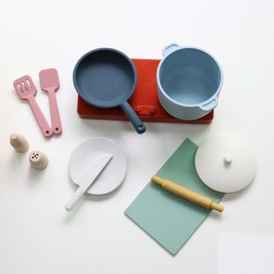 Pabrik Baru Datang Berpura-pura Bermain Set Mainan Dapur Montessori Pendidikan Silica Gel Masakan Mainan Silikon