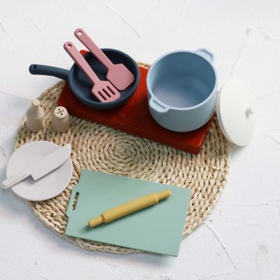 Pabrik Baru Datang Berpura-pura Bermain Set Mainan Dapur Montessori Pendidikan Silica Gel Masakan Mainan Silikon