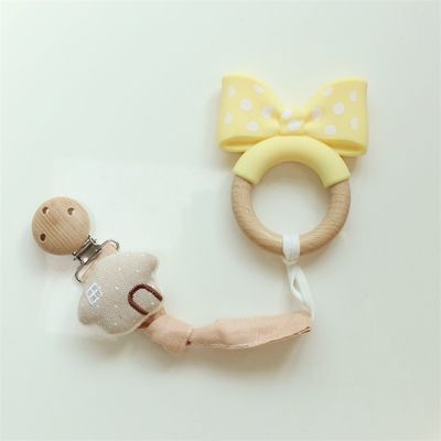 Food Grade Silikon Teething Ring Freezable Untuk Bantuan Ekstra Educational Toy Baby Silikon Teether Buah