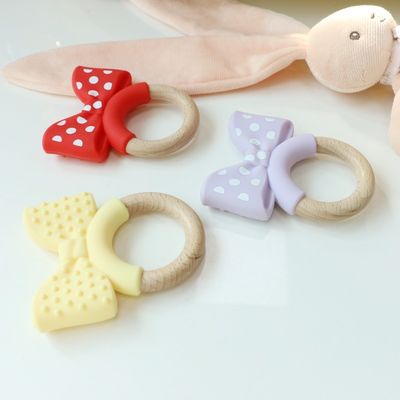 Food Grade Silikon Teething Ring Freezable Untuk Bantuan Ekstra Educational Toy Baby Silikon Teether Buah