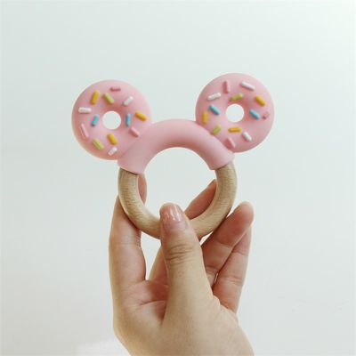 Food Grade Silikon Teething Ring Freezable Untuk Bantuan Ekstra Educational Toy Baby Silikon Teether Buah