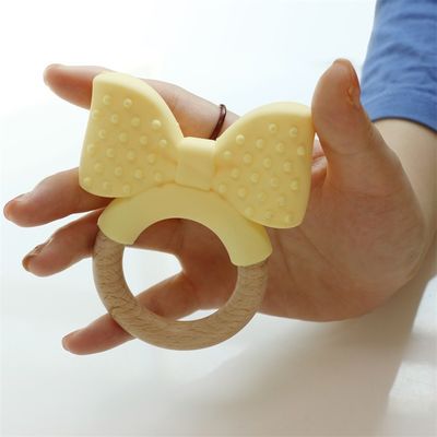 Food Grade Silikon Teething Ring Freezable Untuk Bantuan Ekstra Educational Toy Baby Silikon Teether Buah