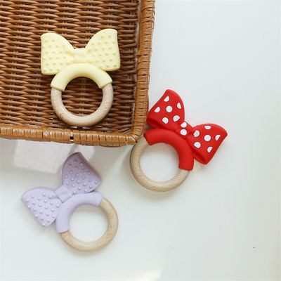 Food Grade Silikon Teething Ring Freezable Untuk Bantuan Ekstra Educational Toy Baby Silikon Teether Buah