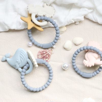 Teether Bayi Silikon Berkualitas Makanan Dengan Desain Non-Toksik Dan Grip Mudah Genggam Gelang Gigi Silikon Bebas BPA