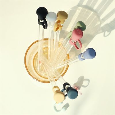 Non-Toksik Custom Made Silikon Straw Cover Toppers Hat Cap Untuk Tumblers Straw