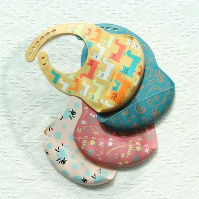 Lindungi Pakaian Bayi Anda Bib Silikon Bayi Tahan noda Cetakan Hewan Pola Bib Silikon