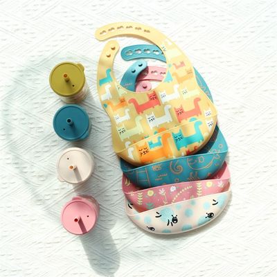 OEM Mudah Untuk Membersihkan Silikon Baby Bib Untuk 0-4 Tahun Usia Bayi Makan Cetak Silikon Bib Cup