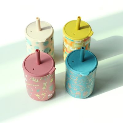 Kapasitas 200ml Cangkir Minum Silikon Anak Cangkir Gaya Pencetakan Hewan Cute Silikon Cangkir Pelatihan Bayi Dengan Jerami