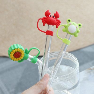 Custom Silikon 10mm Straw Cover Dengan Desain 3D Kartun Hewan Silikon Straw Toppers Hat Untuk Cupsfor