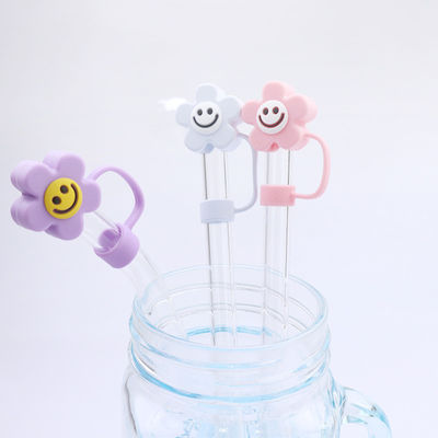 3D Flower Design Silicone Straw Cap 100% Bebas Bpa Non Toxic Safe Silicone Toppers Untuk Cup Straw