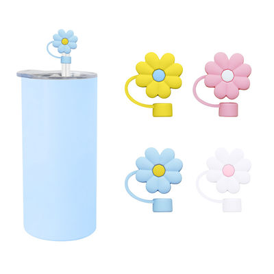 3D Flower Design Silicone Straw Cap 100% Bebas Bpa Non Toxic Safe Silicone Toppers Untuk Cup Straw